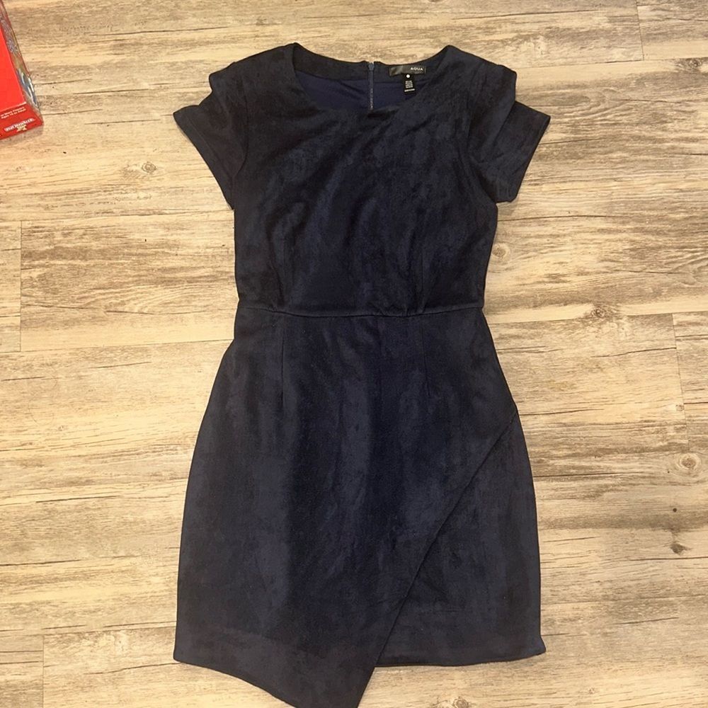 Aqua Navy Blue Tulip Sz S Suede Dress Bloomingdale’s Winter Classic